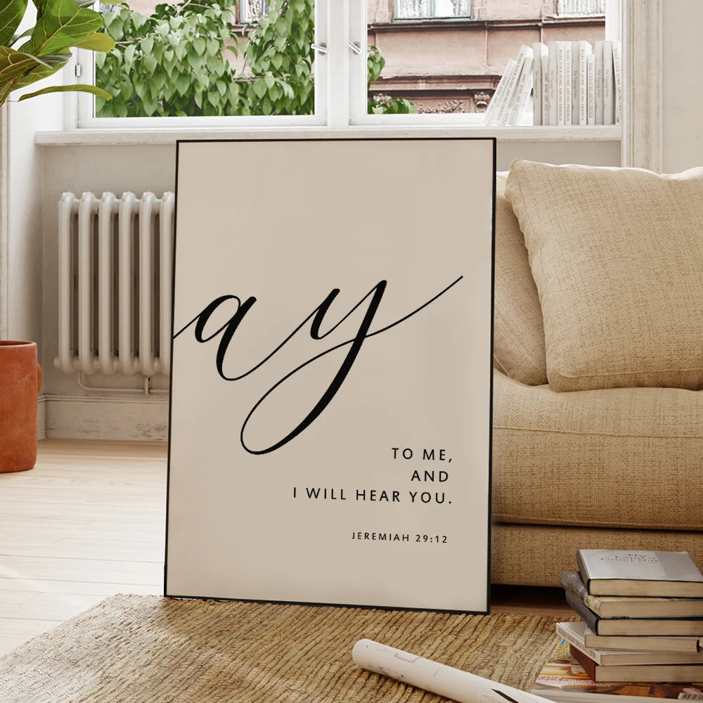 Jeremiah 29:12 Bible Verse Wall Art Print – Christian Scripture Poster