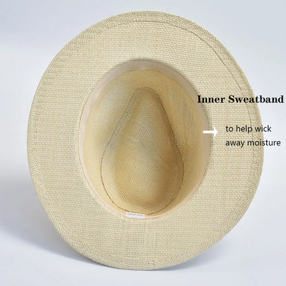 Panama Trilby Straw Hat Unisex UV Protection Beach Hat