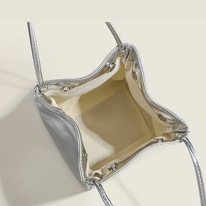 Trendy Silver Portable Bucket Shoulder Bag