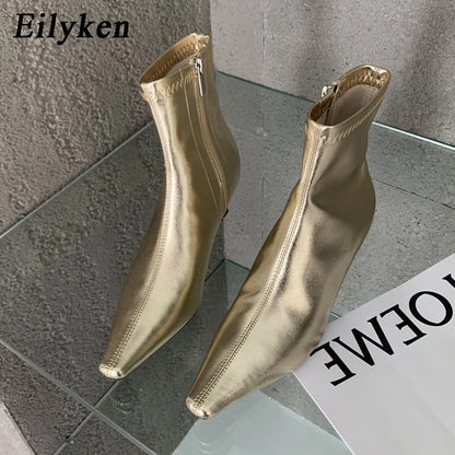 Pointed Toe Chelsea Ankle Boots – Thin Heel Zip-Up