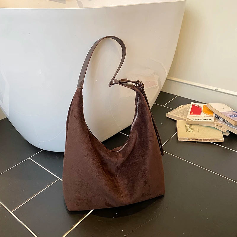 Leopard Print Shoulder Bag – Women's Large Suede Hobo Tote