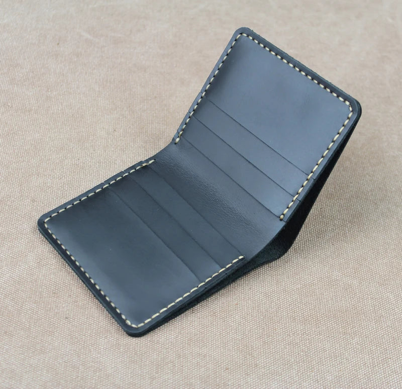 Handmade Crazy Horse Leather Bifold Wallet for Men