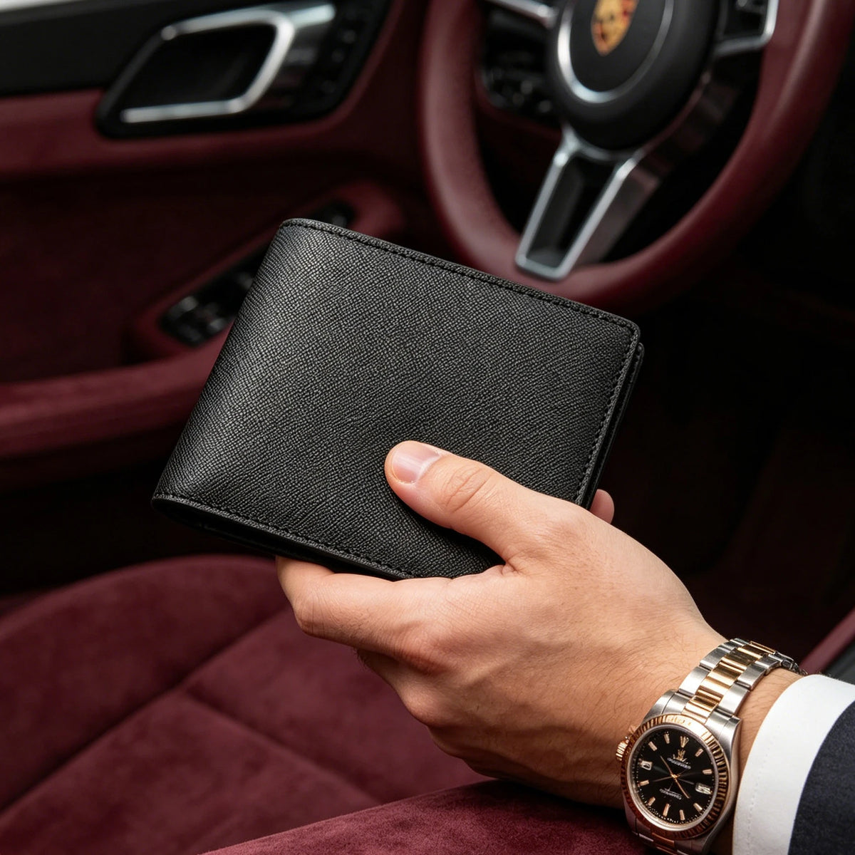 Personalized Saffiano Leather Men's Bifold Wallet
