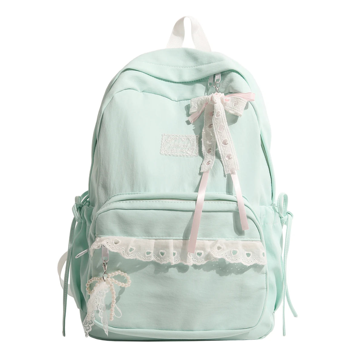 Lace Bow Nylon Backpack – Women's Cute Aesthetic School Bag