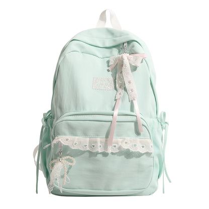 Lace Bow Nylon Backpack – Women's Cute Aesthetic School Bag