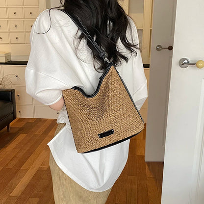 Raffia Crochet Straw Crossbody Bag for Women