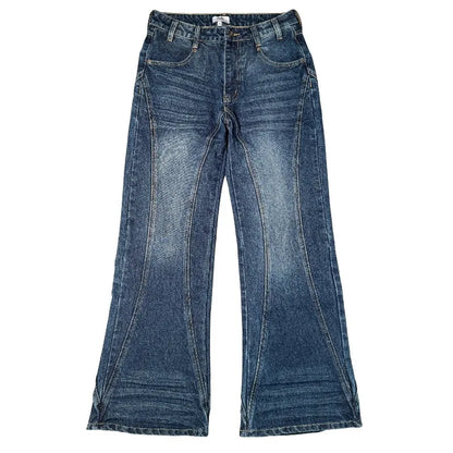 Flare Jeans – Y2K Washed Denim Wide Leg Streetwear Pants