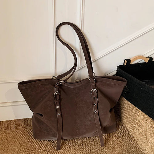 Korean Large Capacity Tote Bag Women Suede