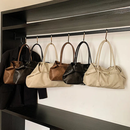 PU Leather Square Shoulder Bag for Women – Retro Underarm Tote