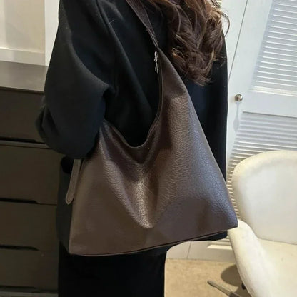 Fashion Leather Tote Bag Simple Large High Capacity Shoulder Bag