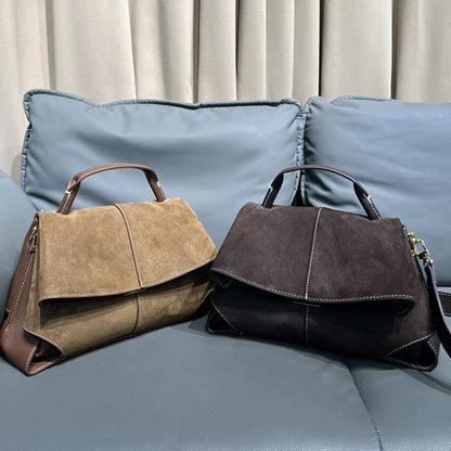 Women Frosted Handbag High-end Suede Flap French Shoulder Bag