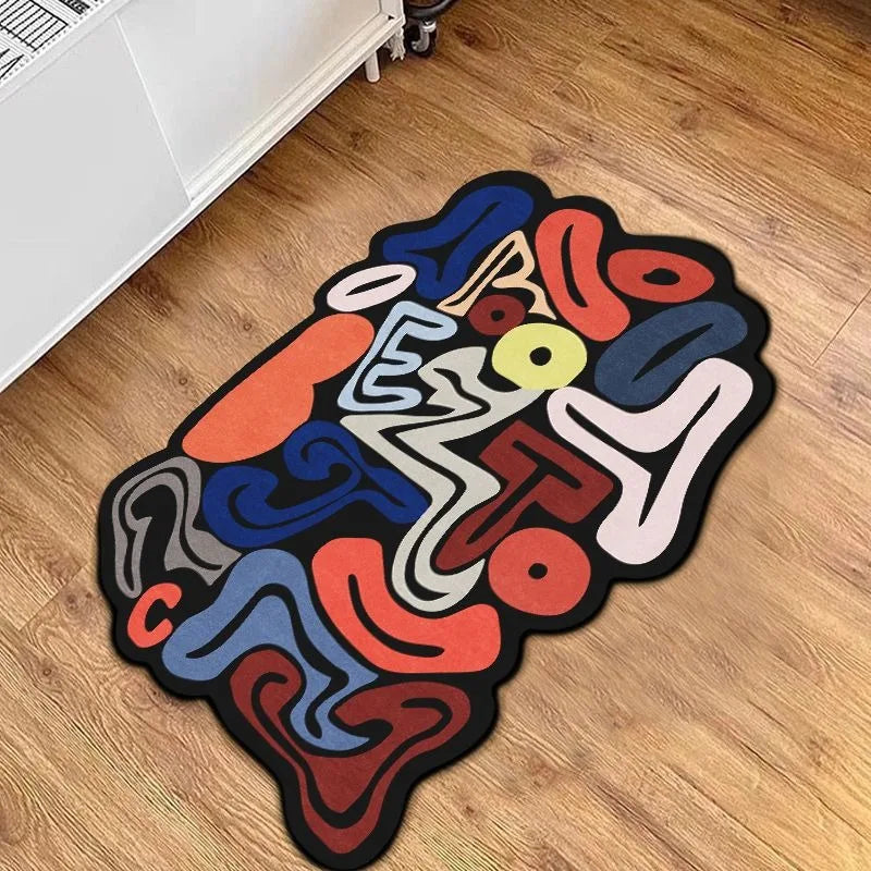 Colorful Abstract Art Area Rug – Creative Living Room Floor Mat