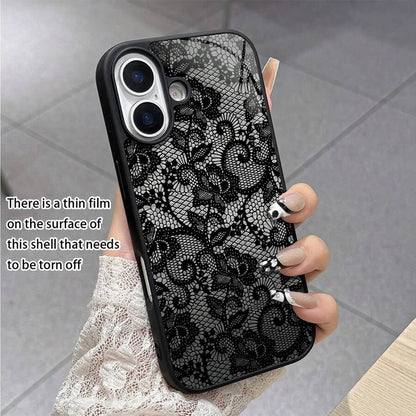 Lace Floral Pattern Silicone iPhone Case – Elegant Glossy Cover