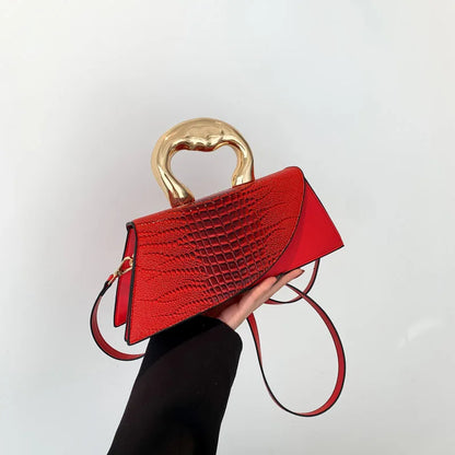 Solid Alligator PU Shoulder and Crossbody Bags