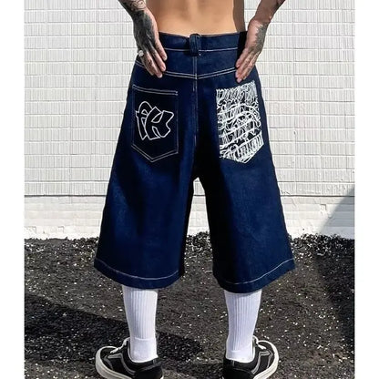 Men's Loose Fit Denim Shorts – Streetwear Graphic Pockets