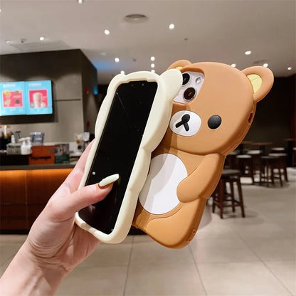 Rilakkuma 3D Bear iPhone Case – Cute Soft Silicone