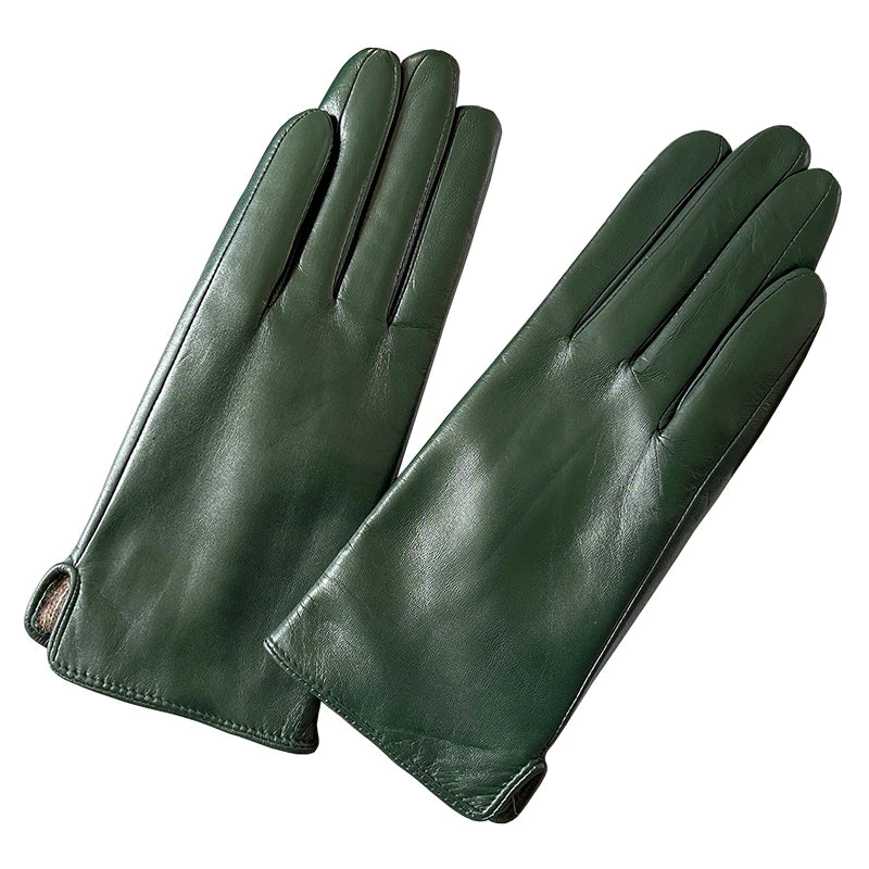 Women's Leather Wool-Lined Touchscreen Riding Gloves