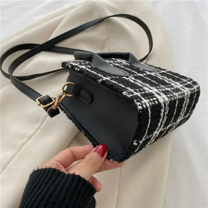 Women Mini Handbag Ladies Pouch Fashion Check Pattern Shoulder Bag