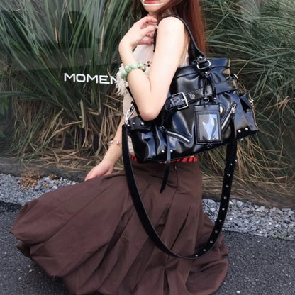 Designer Black Leather Tote Bag – Luxury Shoulder Handbag for Women