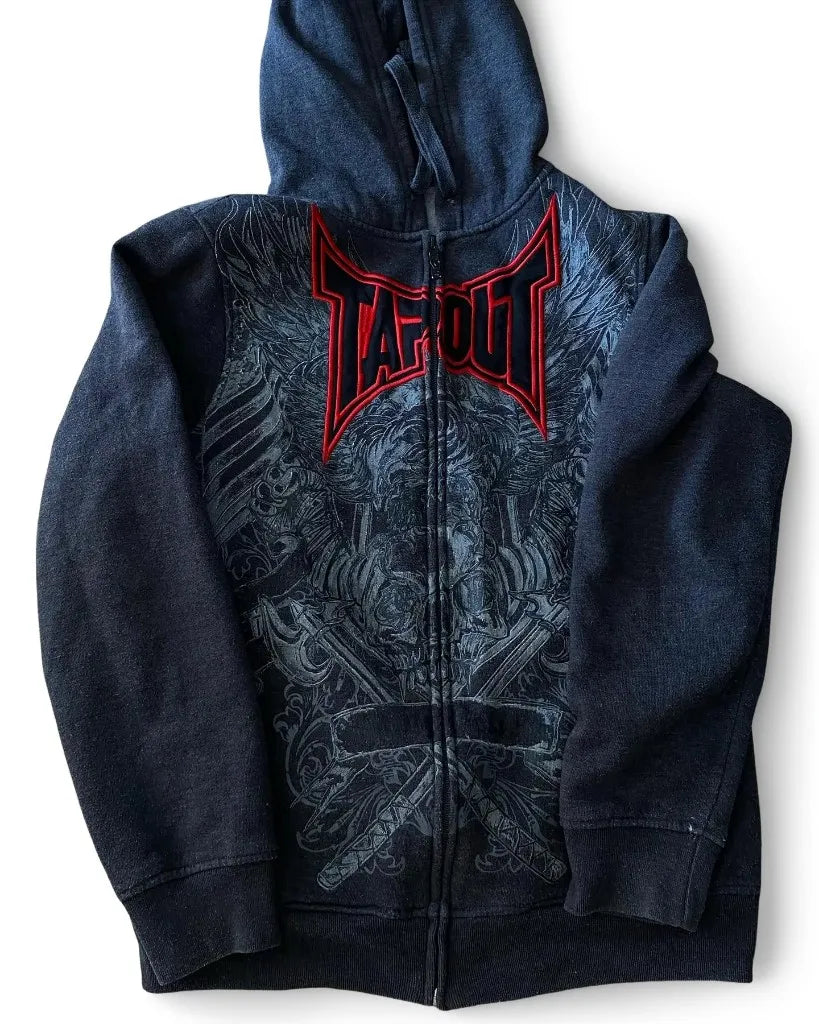 Tapout Graphic Zip Hoodie – Y2K Hip Hop Oversized Sweatshirt