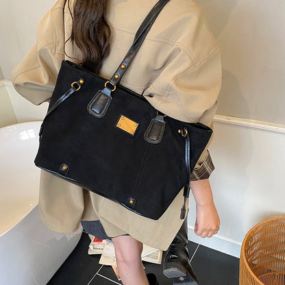 Women PU Suede Shoulder Bag Winter Retro Soft Tote Bag