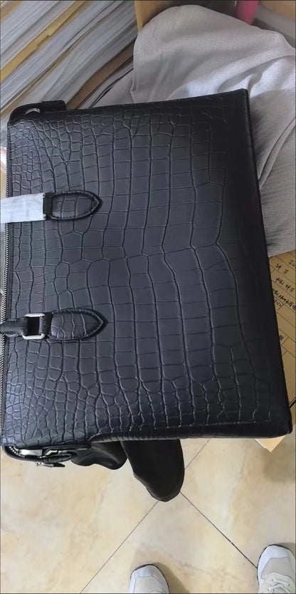 Alligator-Embossed Leather Men's Briefcase – Luxury Business Bag