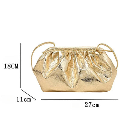 Small Luxury Design Women's Leather Silver Cloud Bag