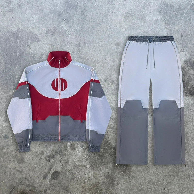 Y2K Color Block Tracksuit Set – Unisex Retro 90s Streetwear