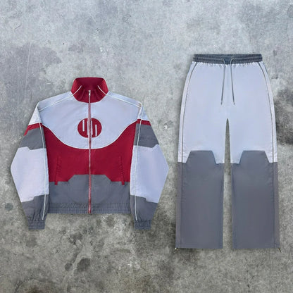 Y2K Color Block Tracksuit Set – Unisex Retro 90s Streetwear