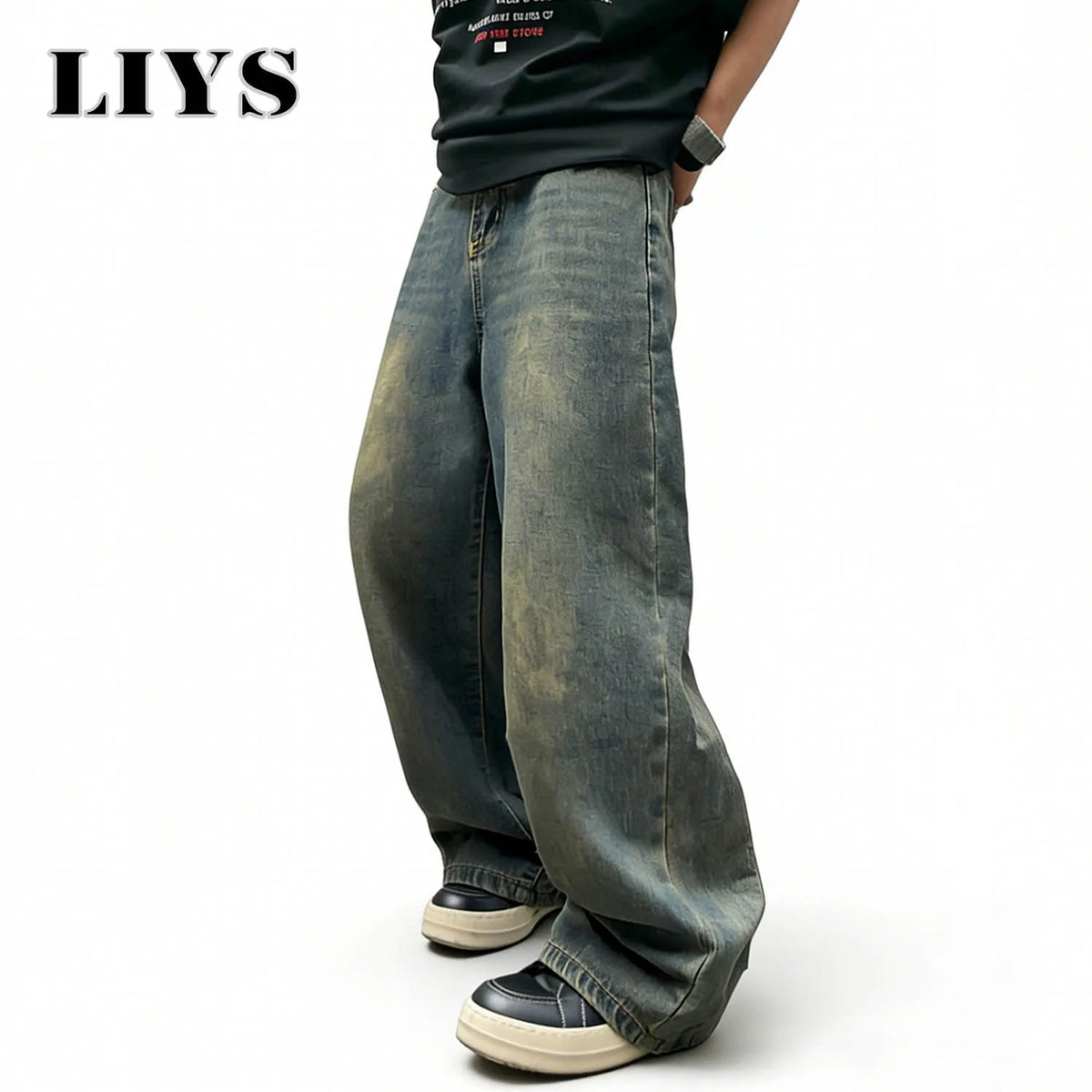 Men's Oversized Baggy Wide Leg Jeans – Light Blue Retro