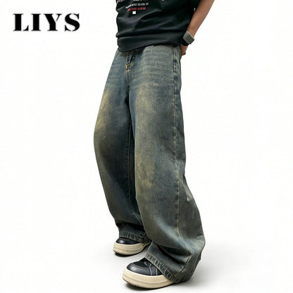 Men's Oversized Baggy Wide Leg Jeans – Light Blue Retro