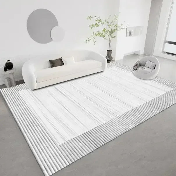 Modern Grey Area Rug – Soft Textured Carpet for Living Room & Bedroom