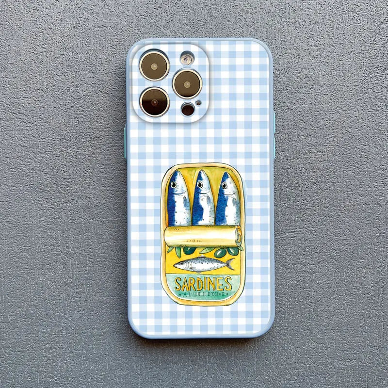 Sardines Pattern Phone Case – Shockproof Cover for iPhone 17 16 15 14 13 12 11 X