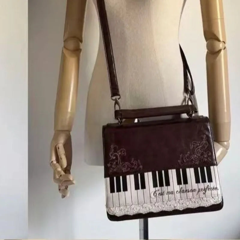 Harajuku Personalized Piano Square Bag Female Vintage Brown