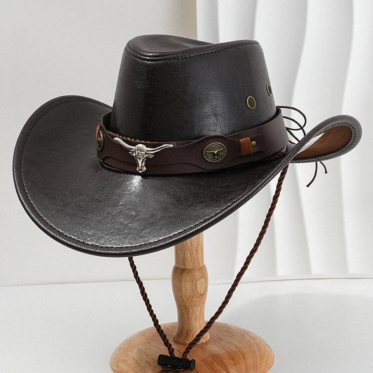 Vintage Faux Leather Western Cowboy Hat Unisex