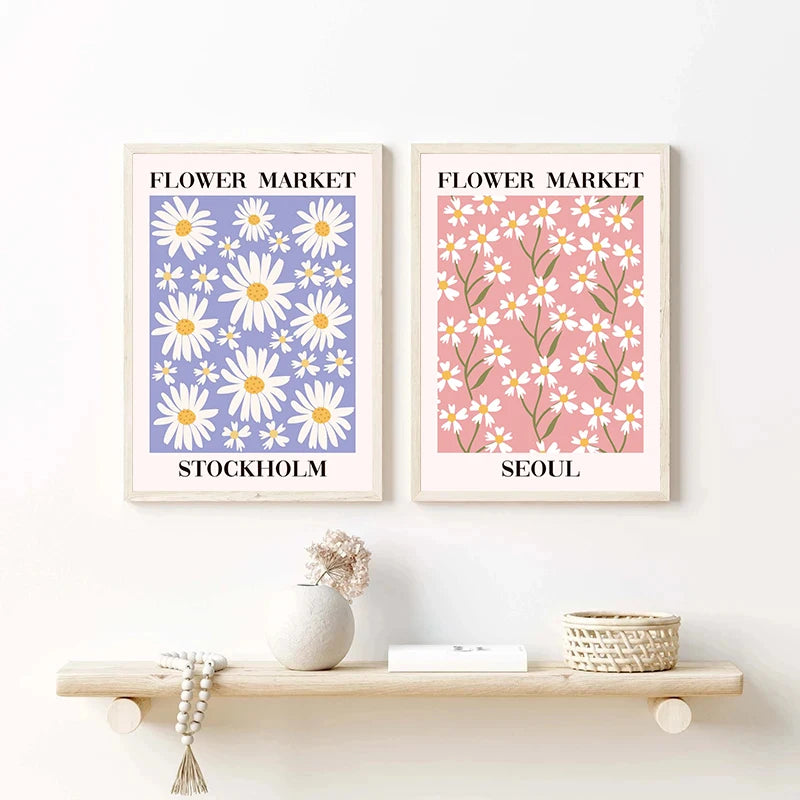 Flower Market Tuscany Poster – Floral Wall Art Print Unframed
