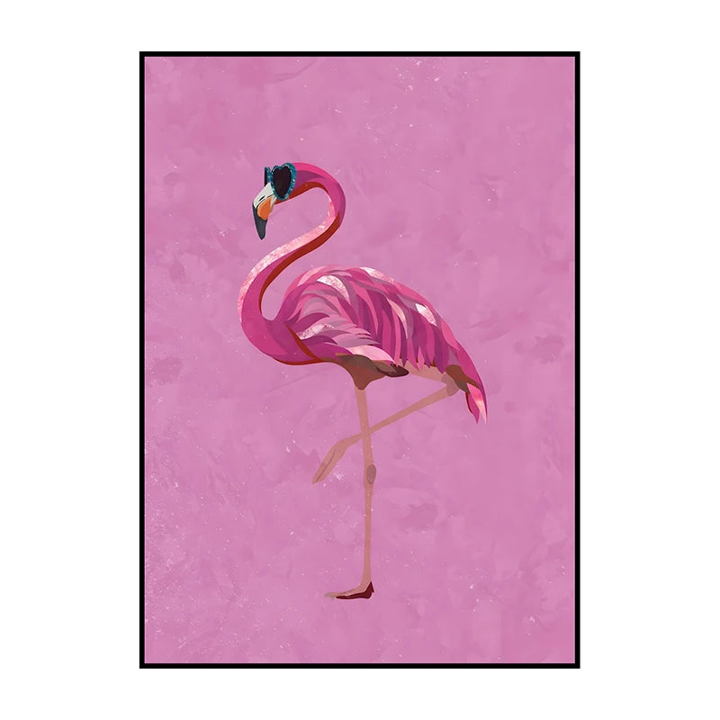 Flamingo on Roller Skates Wall Art Poster – Minimalist Print