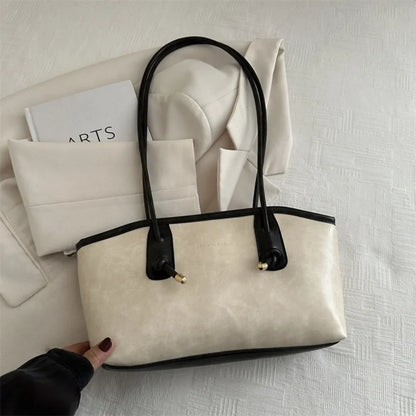 PU Leather Shoulder Bag Y2K Tote with Charm Detail