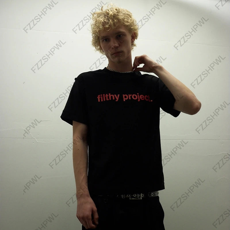 Men's Oversized Y2K Letter Print Cotton T-Shirt