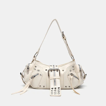 Women's Y2k Punk Vintage Shoulder Purse PU Leather Gothic Rivet Handbag