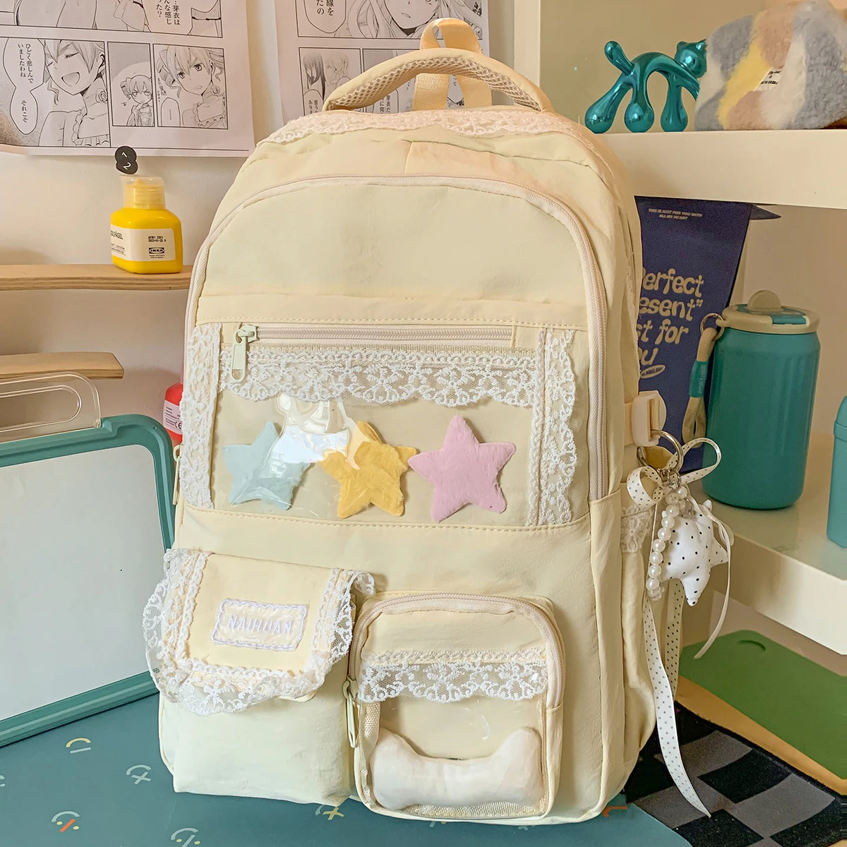 Lace Trim Girls School Backpack – Cute Large Capacity Student Bag