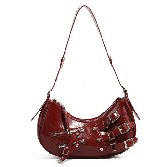 Vintage PU Leather Shoulder Bags For Women Y2K Trendy