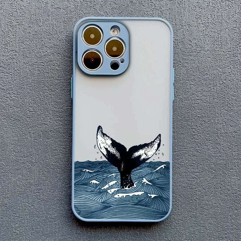 iPhone Case Ocean Wave Frosted with Camera Lens Protection