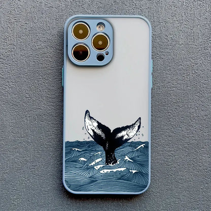 iPhone Case Ocean Wave Frosted with Camera Lens Protection