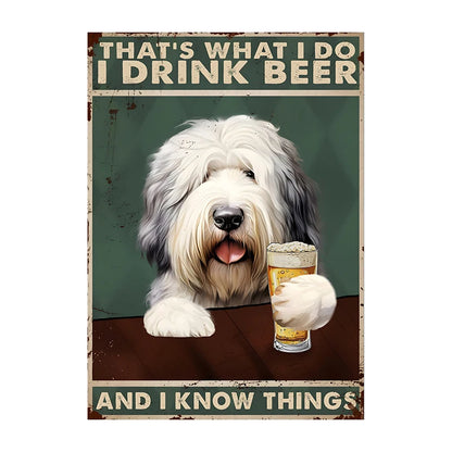 Funny Dog Beer Poster – That's What I Do I Drink Beer Wall Art