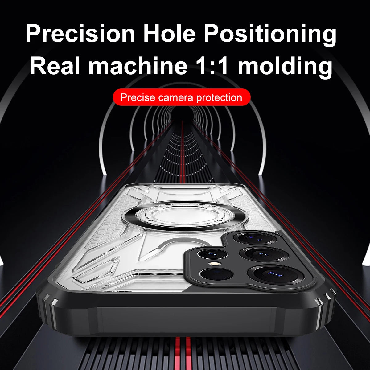 Magnetic Samsung Galaxy Case – Rugged Clear Cover with Metal Ring