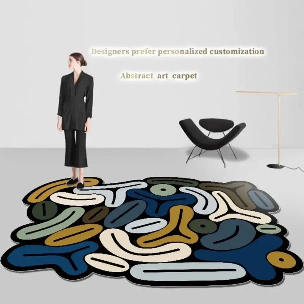 Irregular Art Plush Area Rug – Modern Abstract Non-Slip Carpet