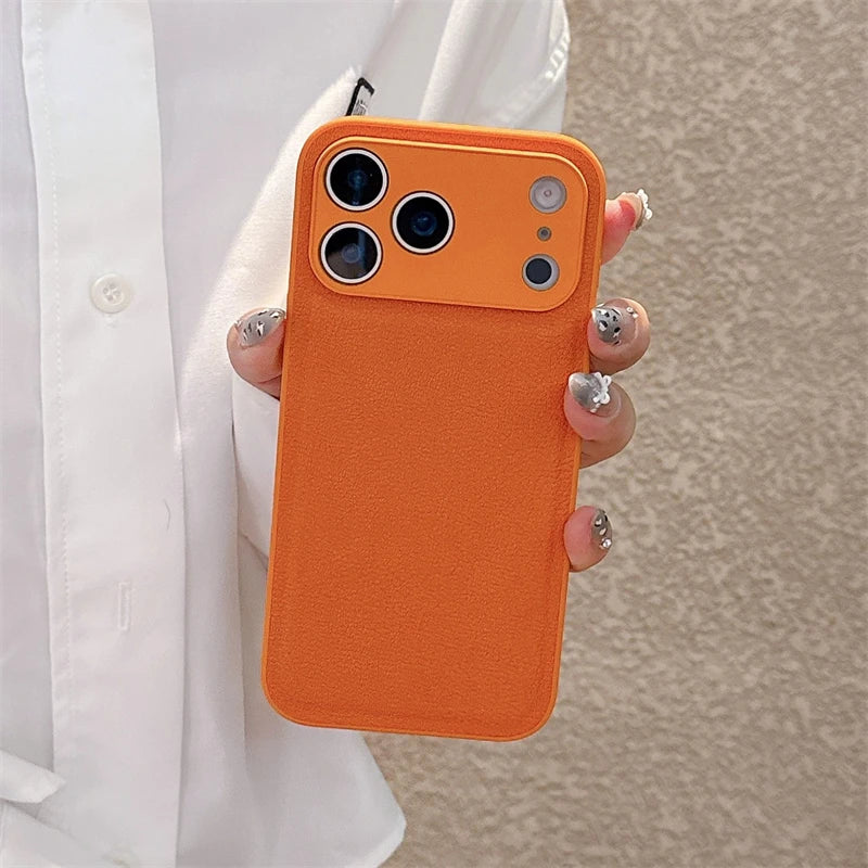 Luxury Lychee Pattern Leather iPhone Case – Shockproof TPU Frame