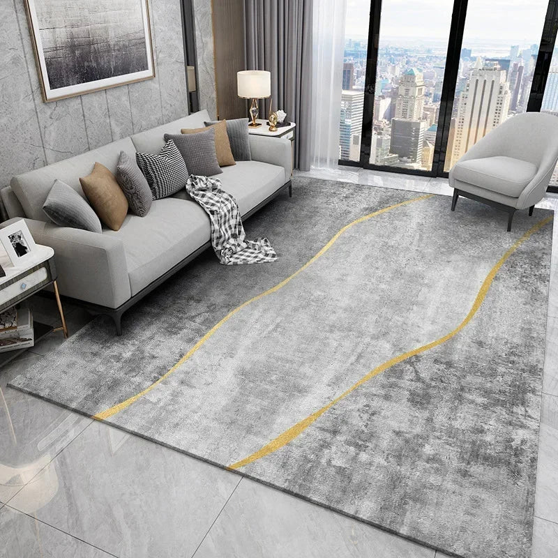 Modern Grey Area Rug – Soft Textured Carpet for Living Room & Bedroom