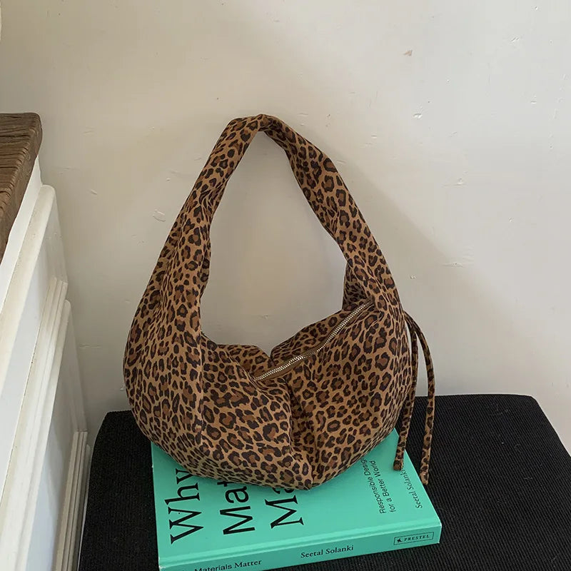 Retro Suede Leopard Print Single Oulder Bag